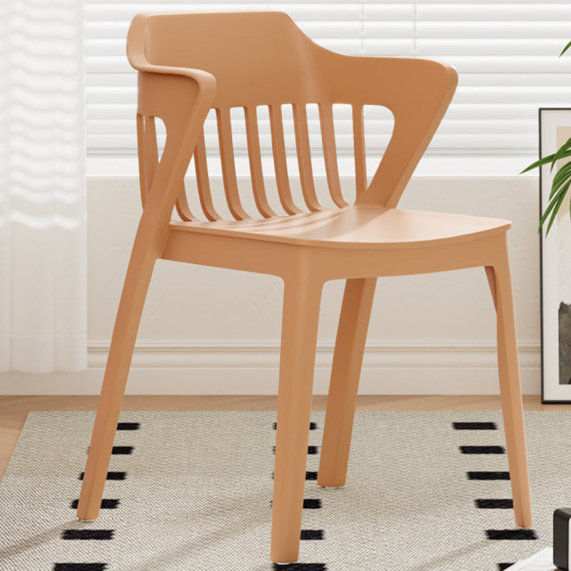 Scandinavian Stackable Colorful Plastic Dining Chair — B / Khaki