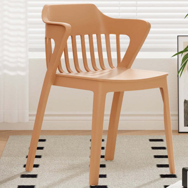 Scandinavian Stackable Colorful Plastic Dining Chair — B / Khaki