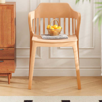 Scandinavian Stackable Colorful Plastic Dining Chair — B / Black