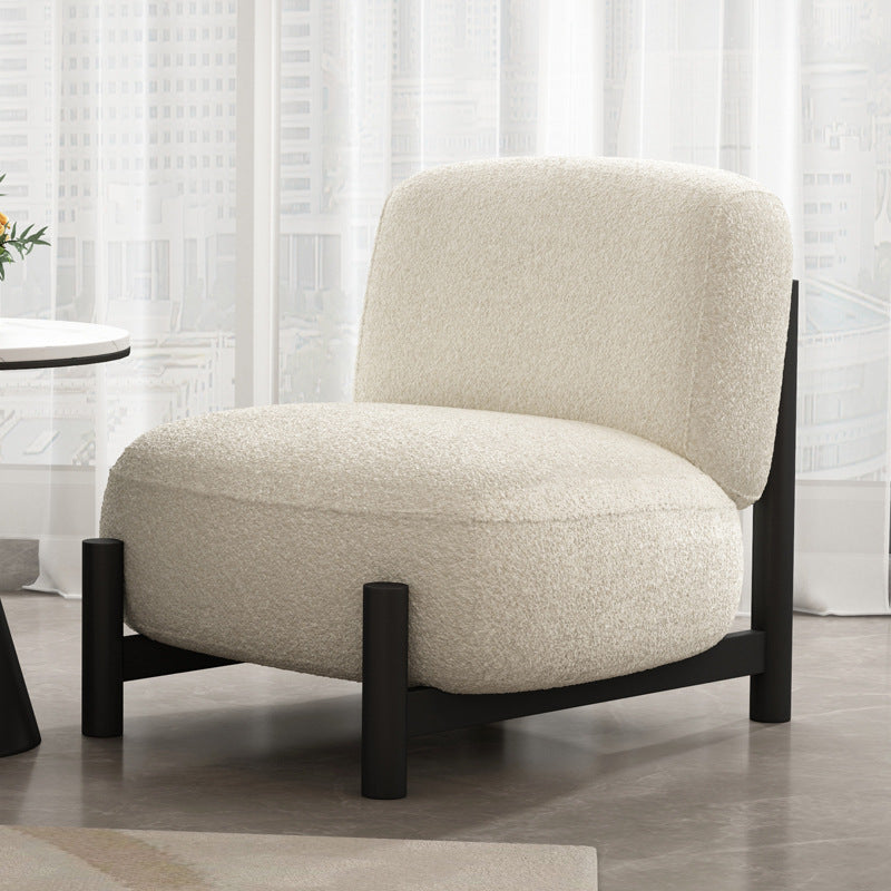 Minimalist Cream Velvet Metal Lounge Chair