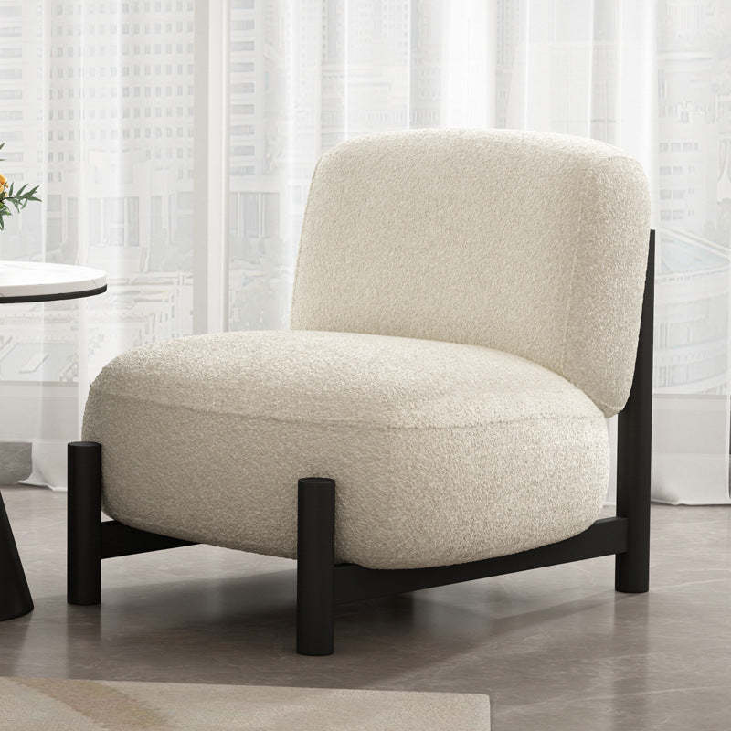 Minimalist Cream Velvet Metal Lounge Chair