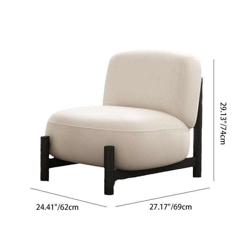 Minimalist Cream Velvet Metal Lounge Chair