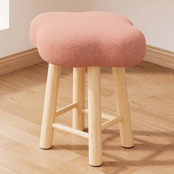 Cloud Fabric Lambswool Wood Vanity Stool