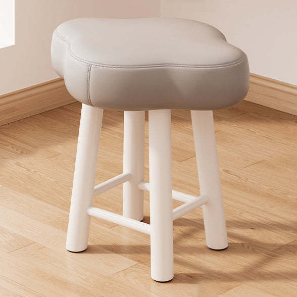 Cloud Fabric Lambswool Wood Vanity Stool