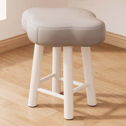 Cloud Fabric Lambswool Wood Vanity Stool