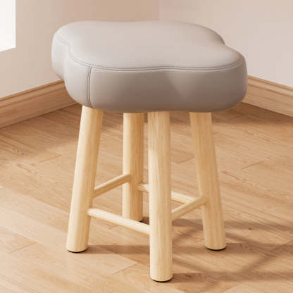 Cloud Fabric Lambswool Wood Vanity Stool