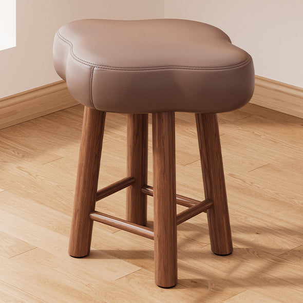 Cloud Fabric Lambswool Wood Vanity Stool