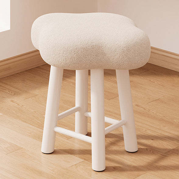 Cloud Fabric Lambswool Wood Vanity Stool