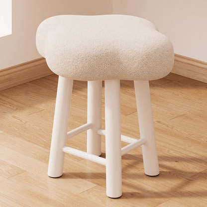Cloud Fabric Lambswool Wood Vanity Stool