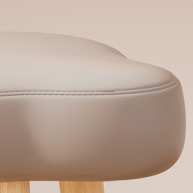 Cloud Fabric Lambswool Wood Vanity Stool