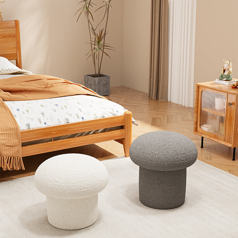 Scandinavian Mushroom Wood Lambswool Vanity Stool