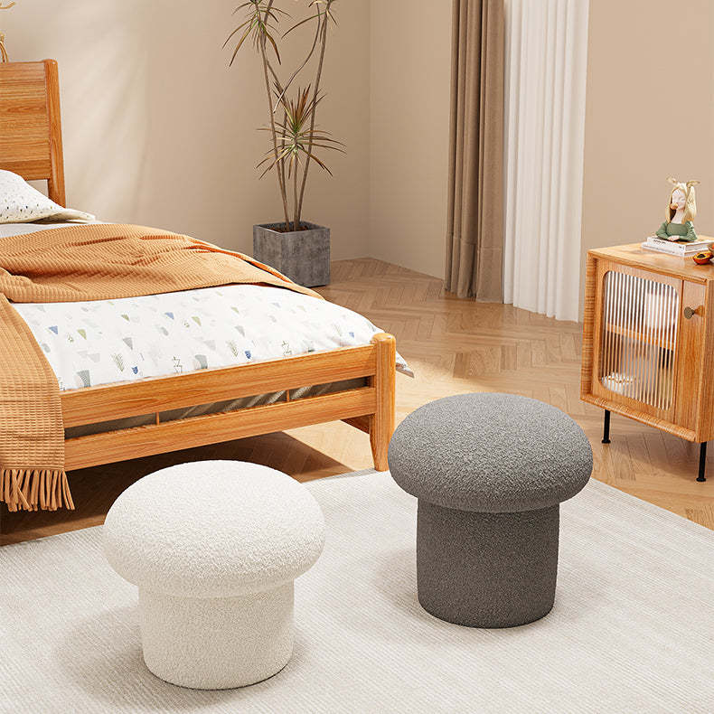 Scandinavian Mushroom Wood Lambswool Vanity Stool