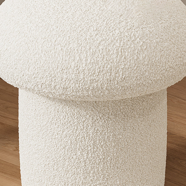 Scandinavian Mushroom Wood Lambswool Vanity Stool — Blue