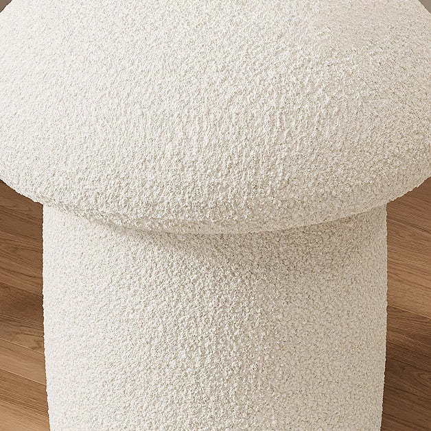 Scandinavian Mushroom Wood Lambswool Vanity Stool — Blue