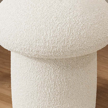 Scandinavian Mushroom Wood Lambswool Vanity Stool — Blue
