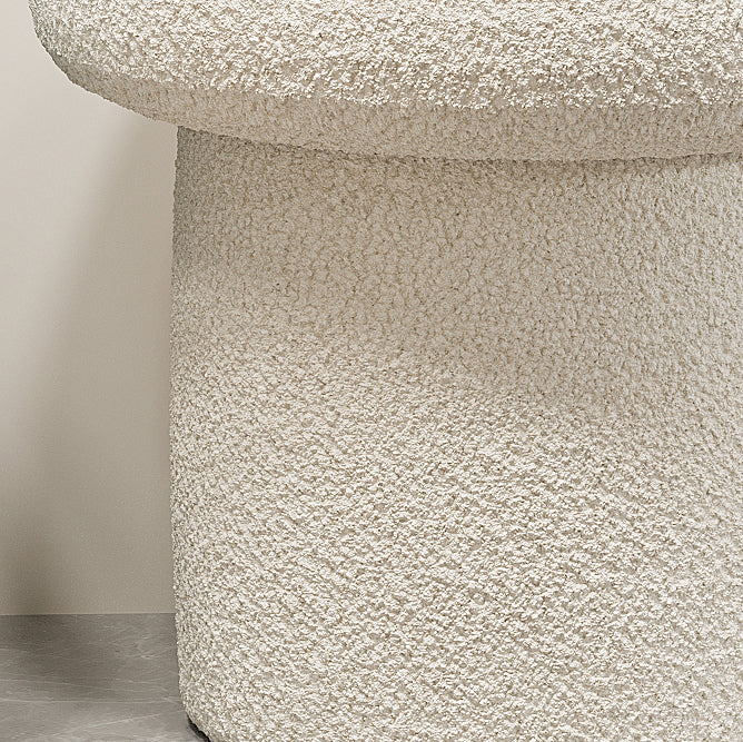 Scandinavian Mushroom Wood Lambswool Vanity Stool — Yellow