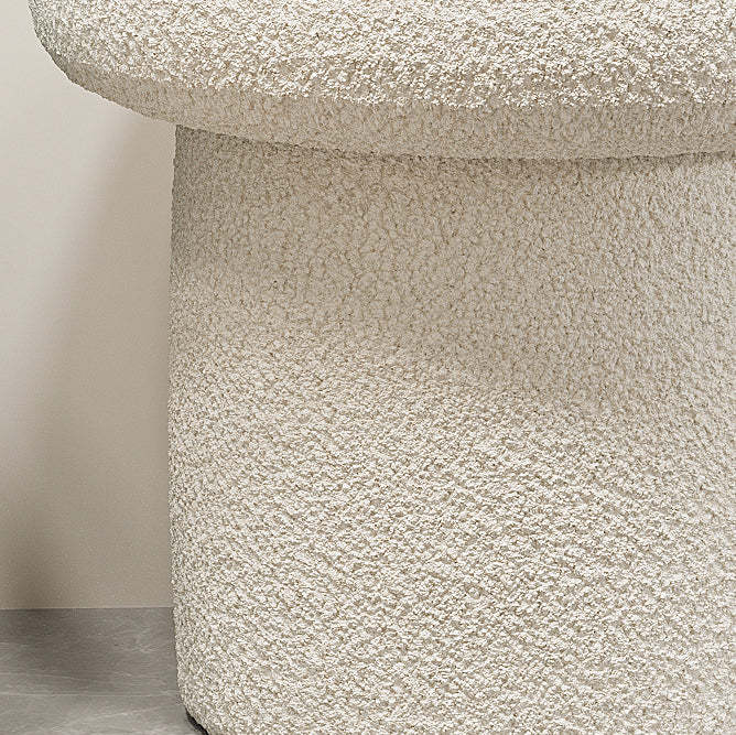 Scandinavian Mushroom Wood Lambswool Vanity Stool — Yellow