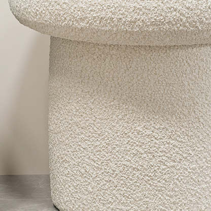 Scandinavian Mushroom Wood Lambswool Vanity Stool — Yellow