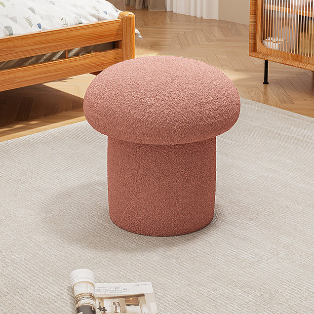 Scandinavian Mushroom Wood Lambswool Vanity Stool