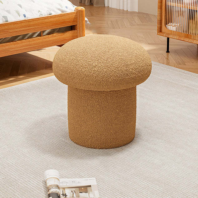 Scandinavian Mushroom Wood Lambswool Vanity Stool