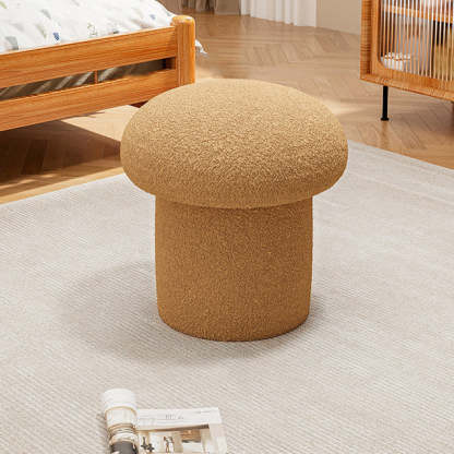 Scandinavian Mushroom Wood Lambswool Vanity Stool