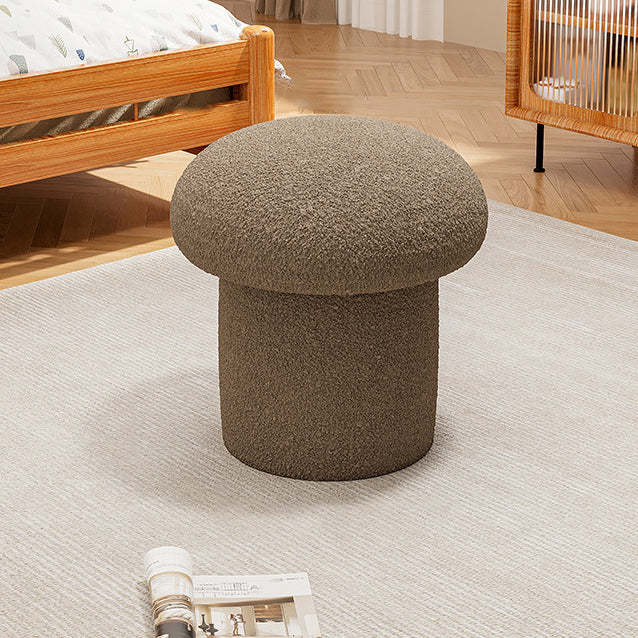Scandinavian Mushroom Wood Lambswool Vanity Stool