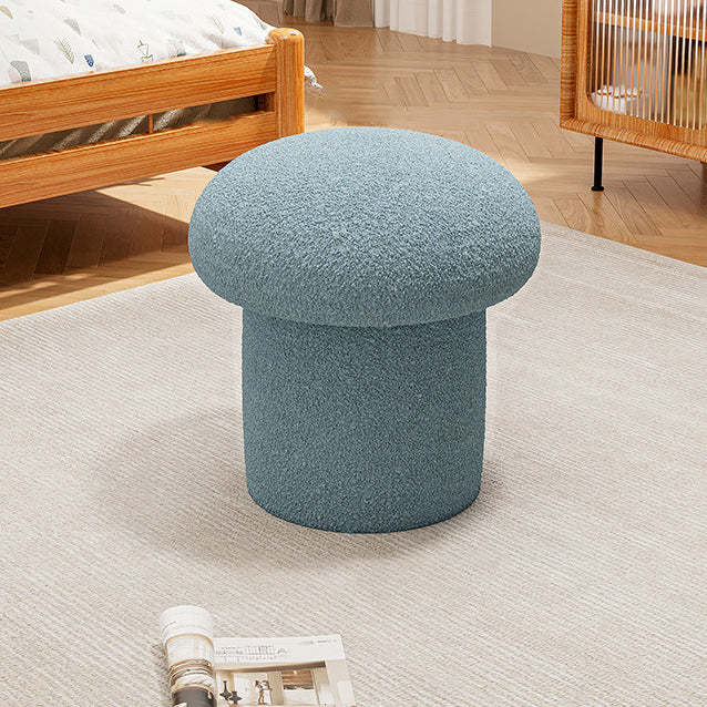 Scandinavian Mushroom Wood Lambswool Vanity Stool