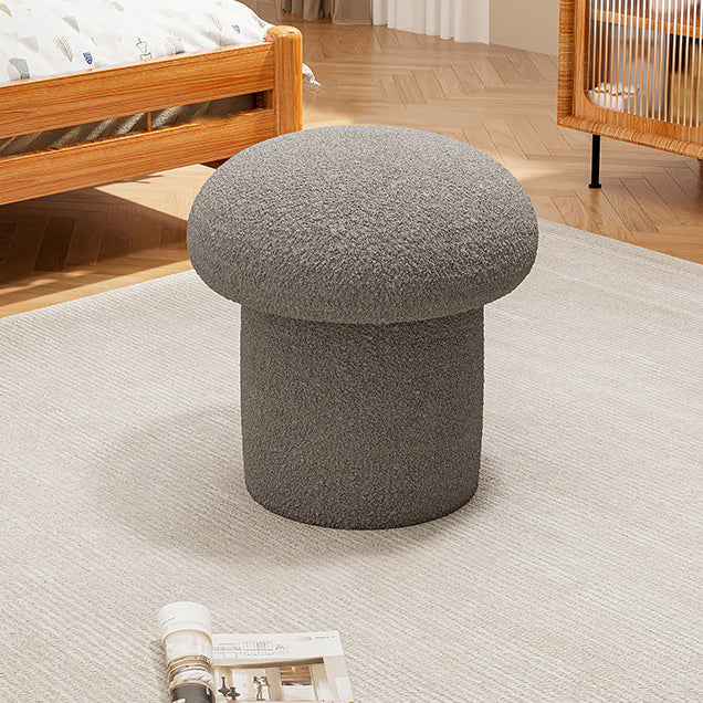 Scandinavian Mushroom Wood Lambswool Vanity Stool