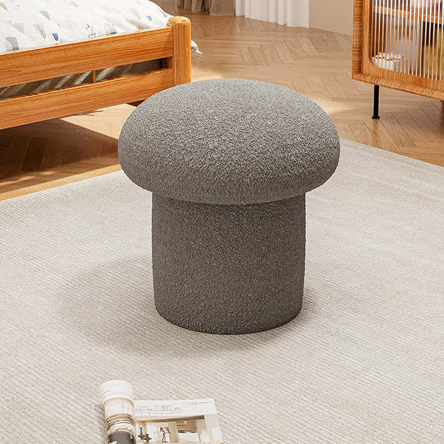 Scandinavian Mushroom Wood Lambswool Vanity Stool