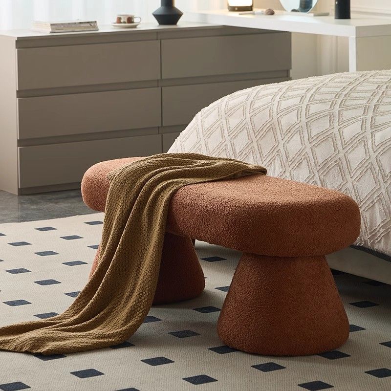 Nordic Wood Fabric Bench Chair — Dark Green
