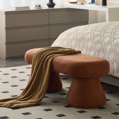 Nordic Wood Fabric Bench Chair — Dark Green
