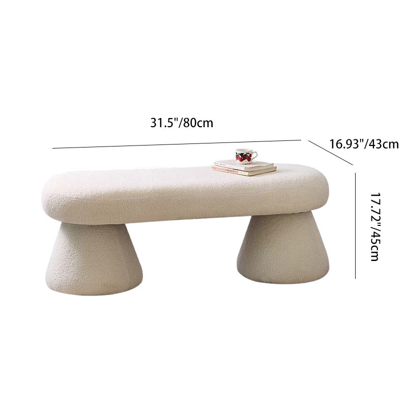 Nordic Wood Fabric Bench Chair — Pink