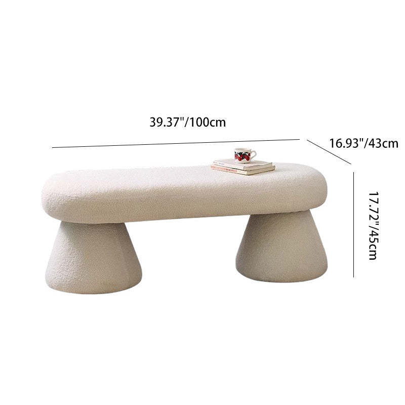 Nordic Wood Fabric Bench Chair — White