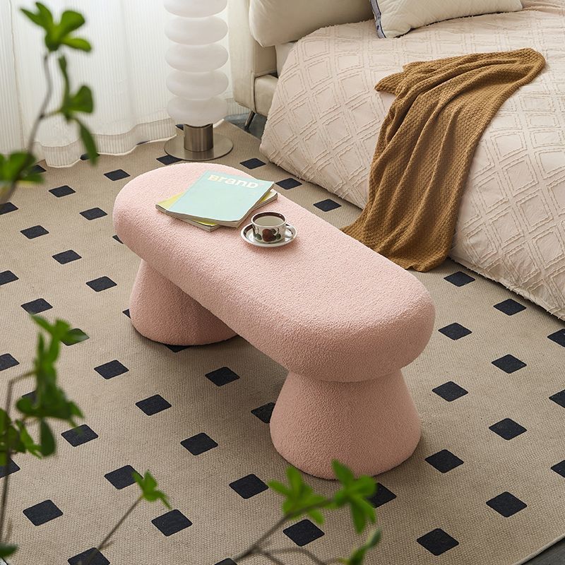 Nordic Wood Fabric Bench Chair — Pink