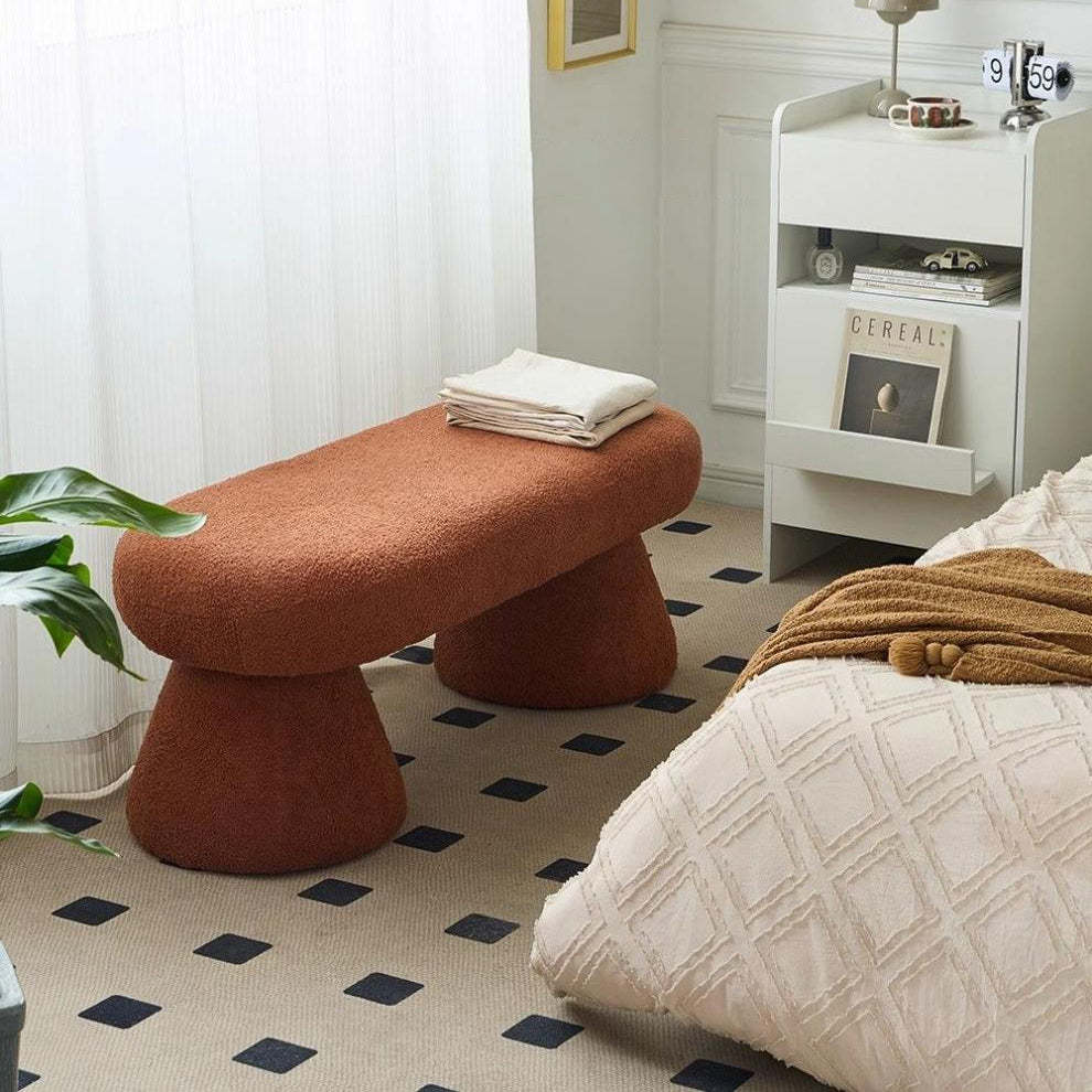 Nordic Wood Fabric Bench Chair