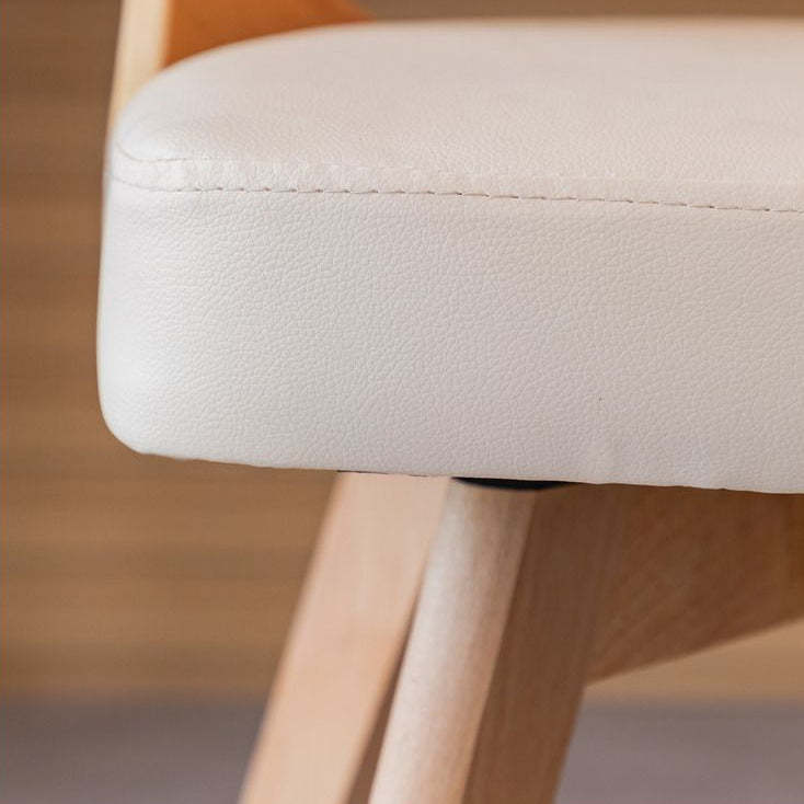 Minimalist Rotatable Curve Wood Leather Dining Chair
