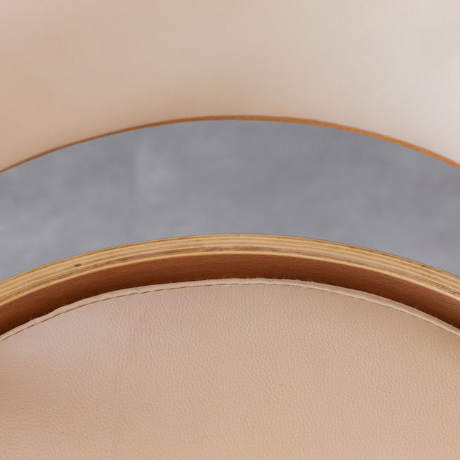 Minimalist Rotatable Curve Wood Leather Dining Chair — White