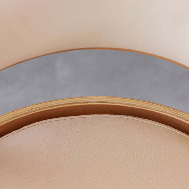 Minimalist Rotatable Curve Wood Leather Dining Chair — White