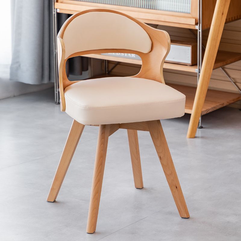 Minimalist Rotatable Curve Wood Leather Dining Chair