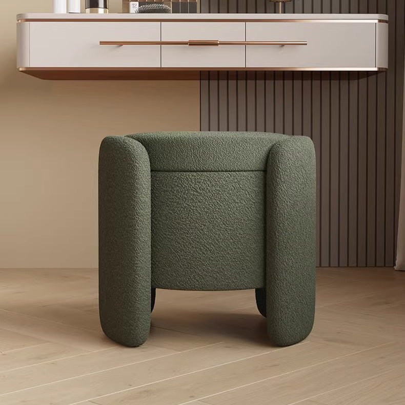 Nordic Cream Wood Lambswool Vanity Stool