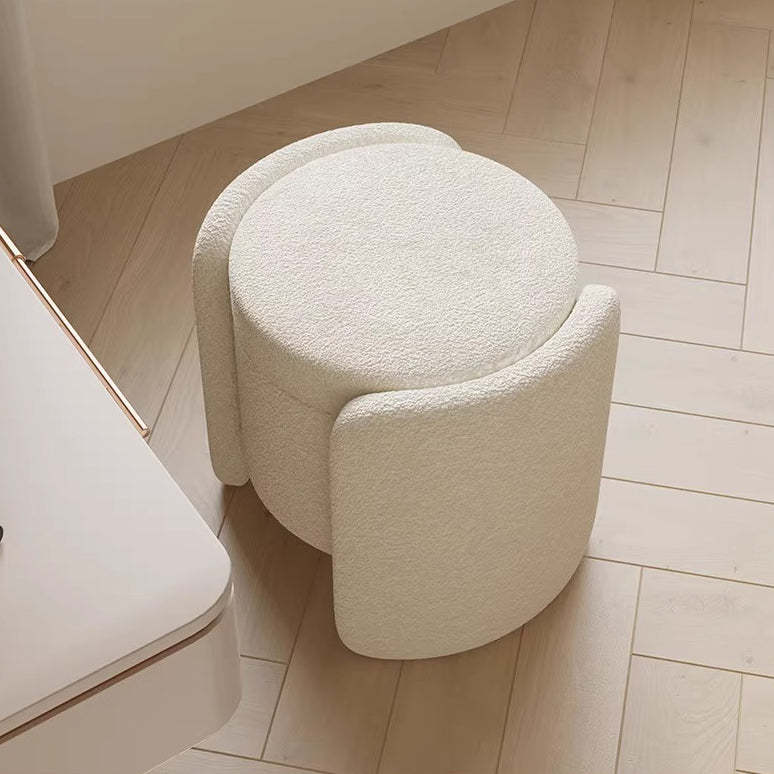 Nordic Cream Wood Lambswool Vanity Stool