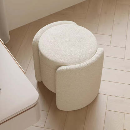 Nordic Cream Wood Lambswool Vanity Stool