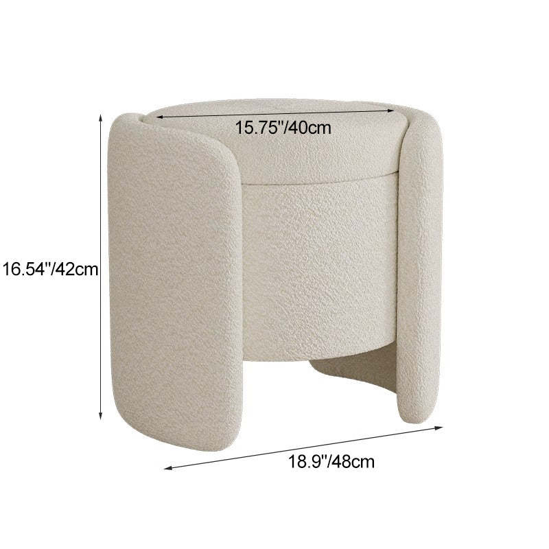Nordic Cream Wood Lambswool Vanity Stool