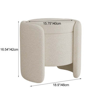Nordic Cream Wood Lambswool Vanity Stool