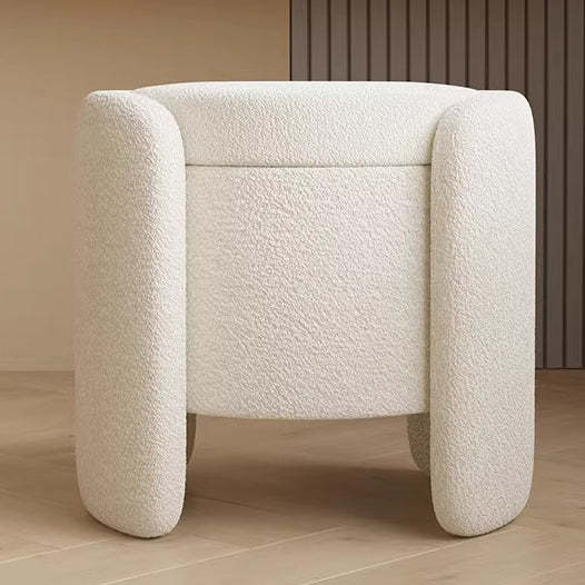 Nordic Cream Wood Lambswool Vanity Stool — Dark Green