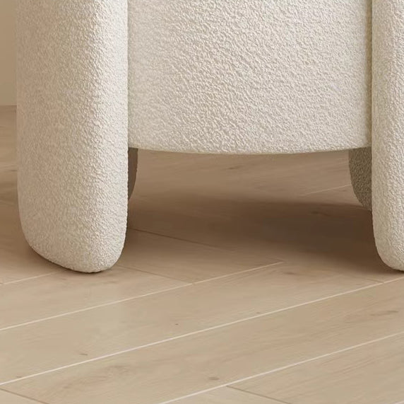 Nordic Cream Wood Lambswool Vanity Stool