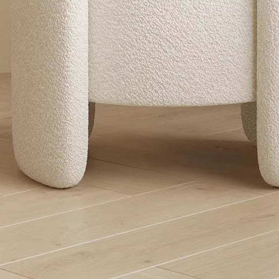 Nordic Cream Wood Lambswool Vanity Stool