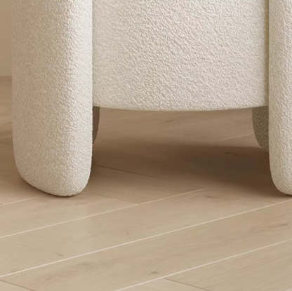 Nordic Cream Wood Lambswool Vanity Stool