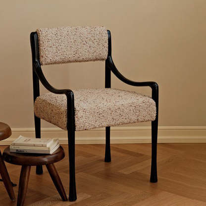 Mid-Century Ash Wood Fabric Chair — Black + Khaki