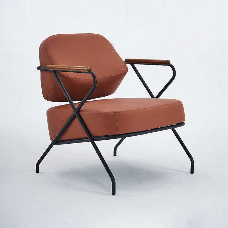 Scandinavian Metal Leather Accent Chair